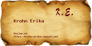 Krohn Erika névjegykártya